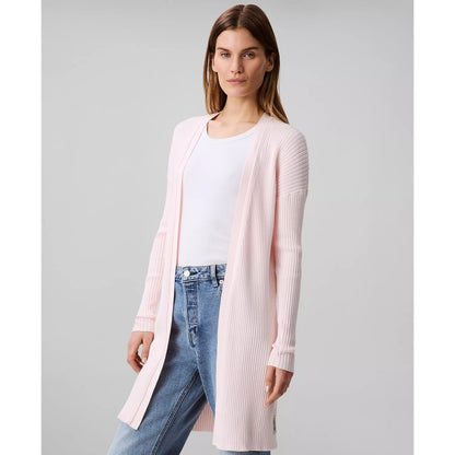 Calvin Klein Women's Cotton Ribbed Open-Front Duster Cardigan in Pearl Pink