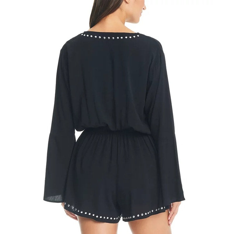 Bar III Women's Tell Me About It Stud Cover-Up Romper In Black
