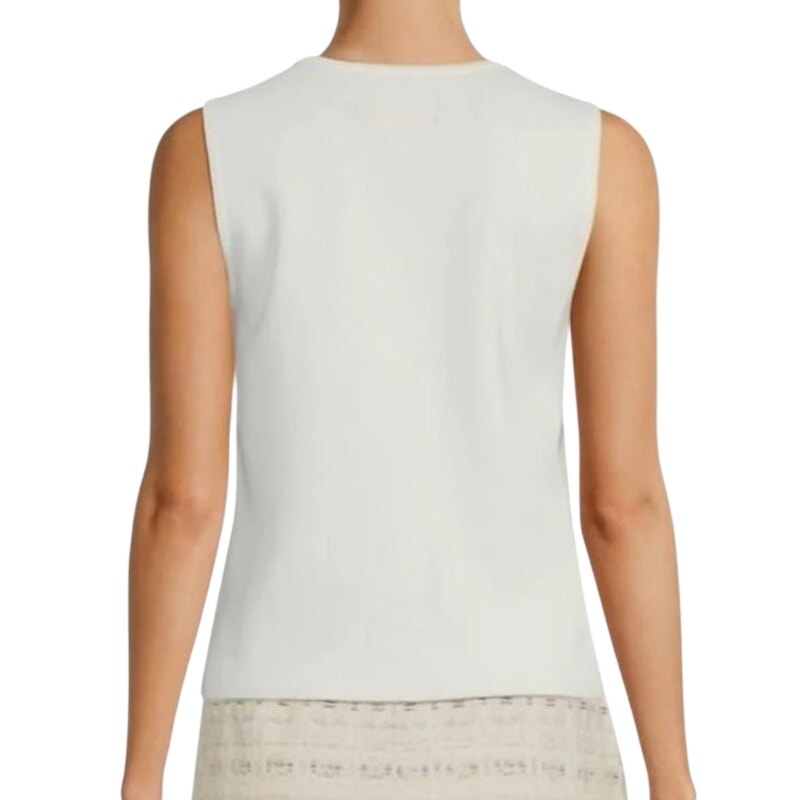 KARL LAGERFELD PARIS Women's Rhinestone-Embellished Sleeveless Knit Top in White