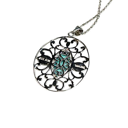 R. H. Macy Silver, Turquoise & Lapis Filigree Necklace