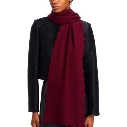 Aqua Women's Long Scalloped Scarf in Maroon