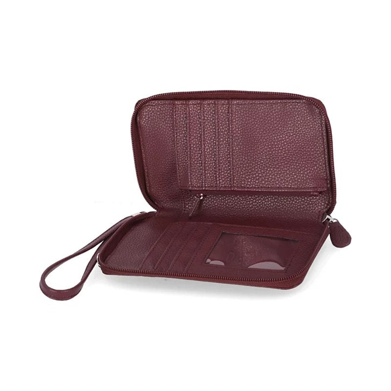 Giani Bernini Softy Leather Tech Crossbody Bag Wallet in Wine Red