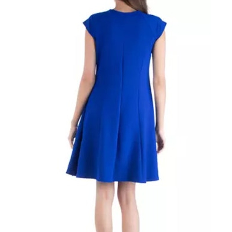 24 Seven Ladies Royal Blue Textured Knit A-Line Dress