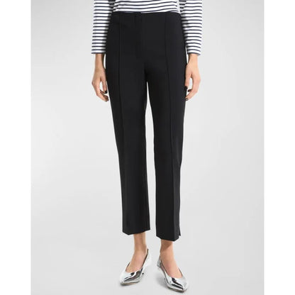 Theory Pintuck Straight-Leg Tailored Crepe Pants Black