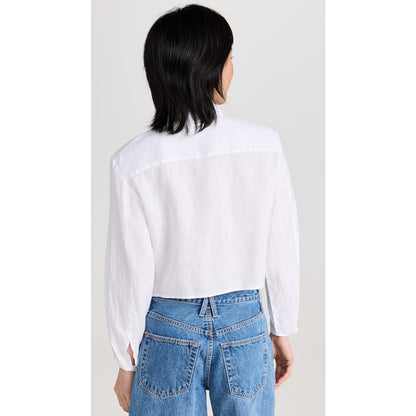 Theory White Pleat Sleeve Shirt