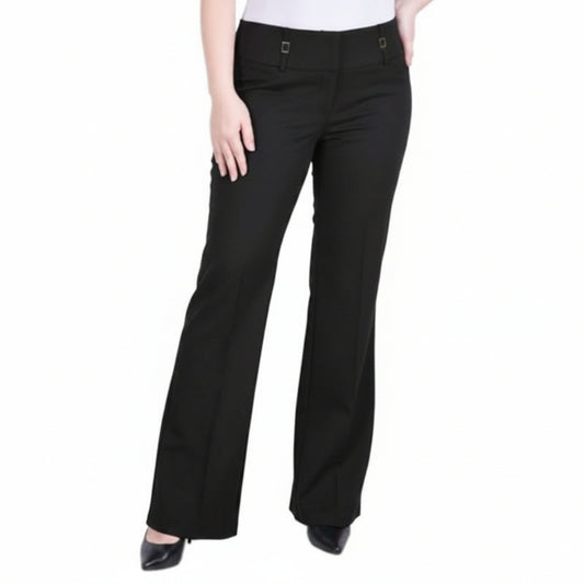 NY Collection Women's Petite Wide Waistband Pants in Black