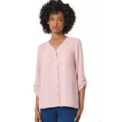 Jones New York Women's 3/4-Sleeve V-Neck Tunic Top in Pink Rose