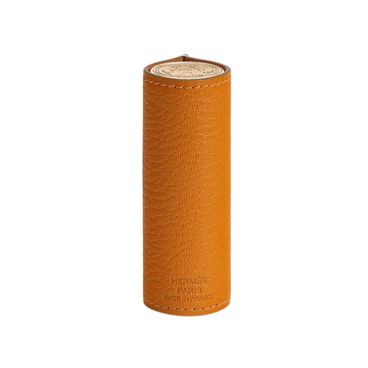 Hermes Leather Lipstick Case, FEU Orange