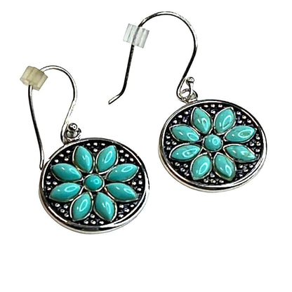 R. H. Macy Sterling Silver & Turquoise Flower Drop Earrings