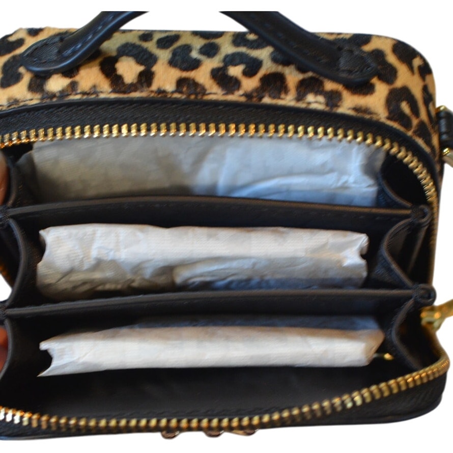 MICHAEL Michael Kors "Estelle" Micro Leather Trunk Crossbody Bag in Leopard Tan