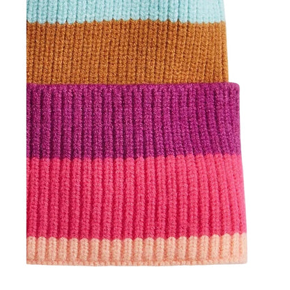 On 34th Women's Colorblocked Cuffed Beanie in Pink Stripes