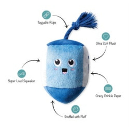 Fringe "Go for a Spin" Holiday Hanukkah Blue Dreidel Dog Chew Toy