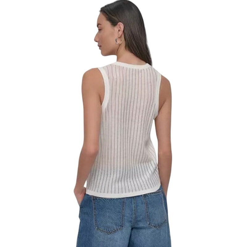DKNY Women's Drop Stitch Tank Top in Ivory