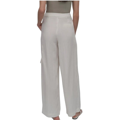 DKNY Women's Weathered Twill Belted Pants in Ivory