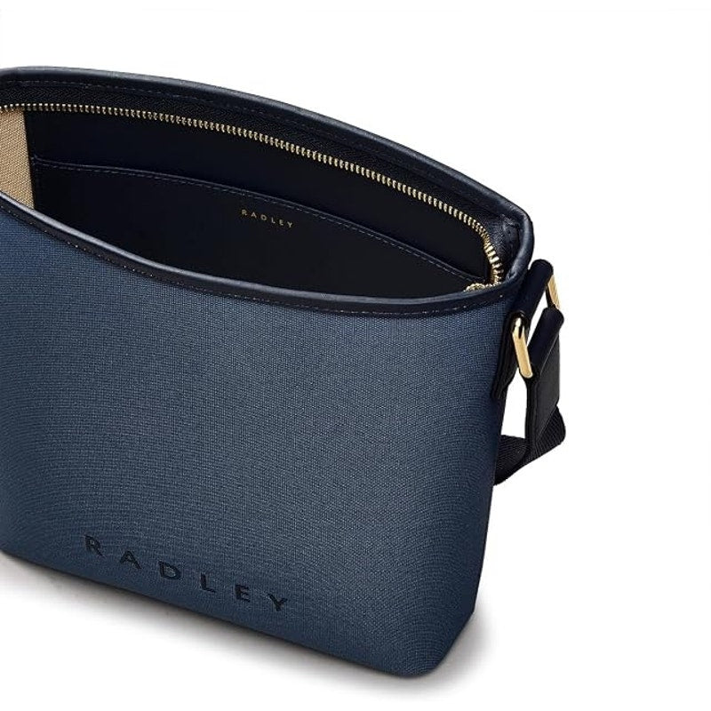 Addison Row Responsible Medium Ziptop Cross Body Bag In Open Blue