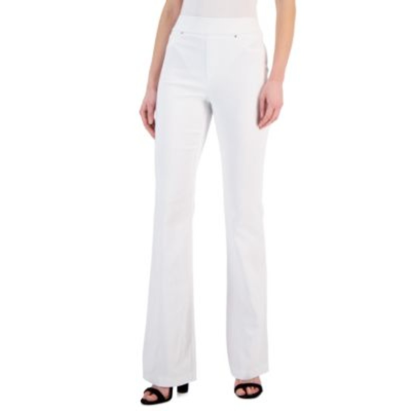 INC International Concepts Petite High-Rise Flare Pants in Bright White