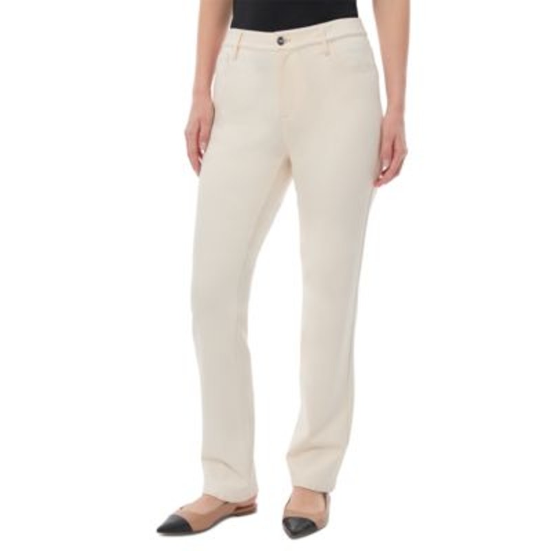 Jones New York Petite "Lexington" Straight-Leg Pants in Off-White
