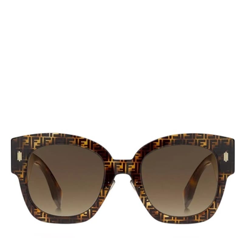 Fendi Brown & Black Yellow Havana Cat Eye Sunglasses, “FF0452/F/S 53mm”