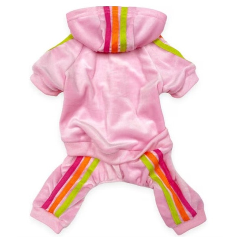 FabDog Bright Pink Neon Striped Imitation Tracksuit Pet Clothing