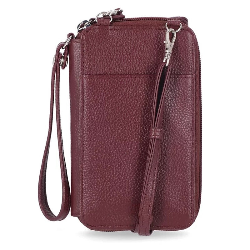 Giani Bernini Softy Leather Tech Crossbody Bag Wallet in Wine Red
