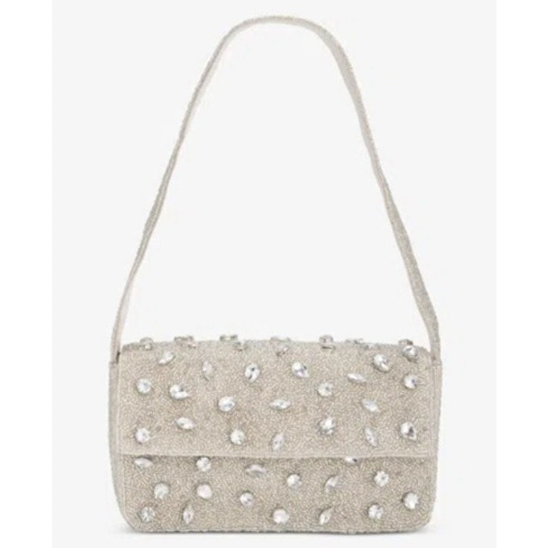On 34th Beaded Embellished Shoulder Bag In Silver