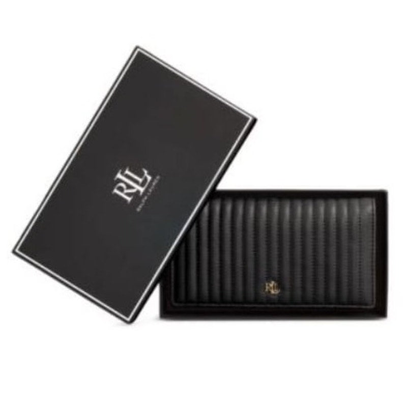 Ralph Lauren Women's Quilted Leather Foldover Wallet in Black