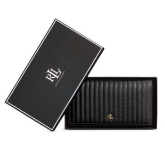 Ralph Lauren Women's Quilted Leather Foldover Wallet in Black