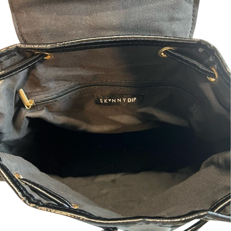 SKINNYDIP LONDON Women's Black & Brown "Scarlett" Small Fluff Trim Backpack
