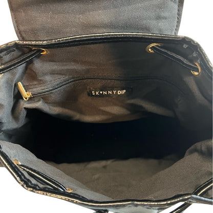 SKINNYDIP LONDON Women's Black & Brown "Scarlett" Small Fluff Trim Backpack