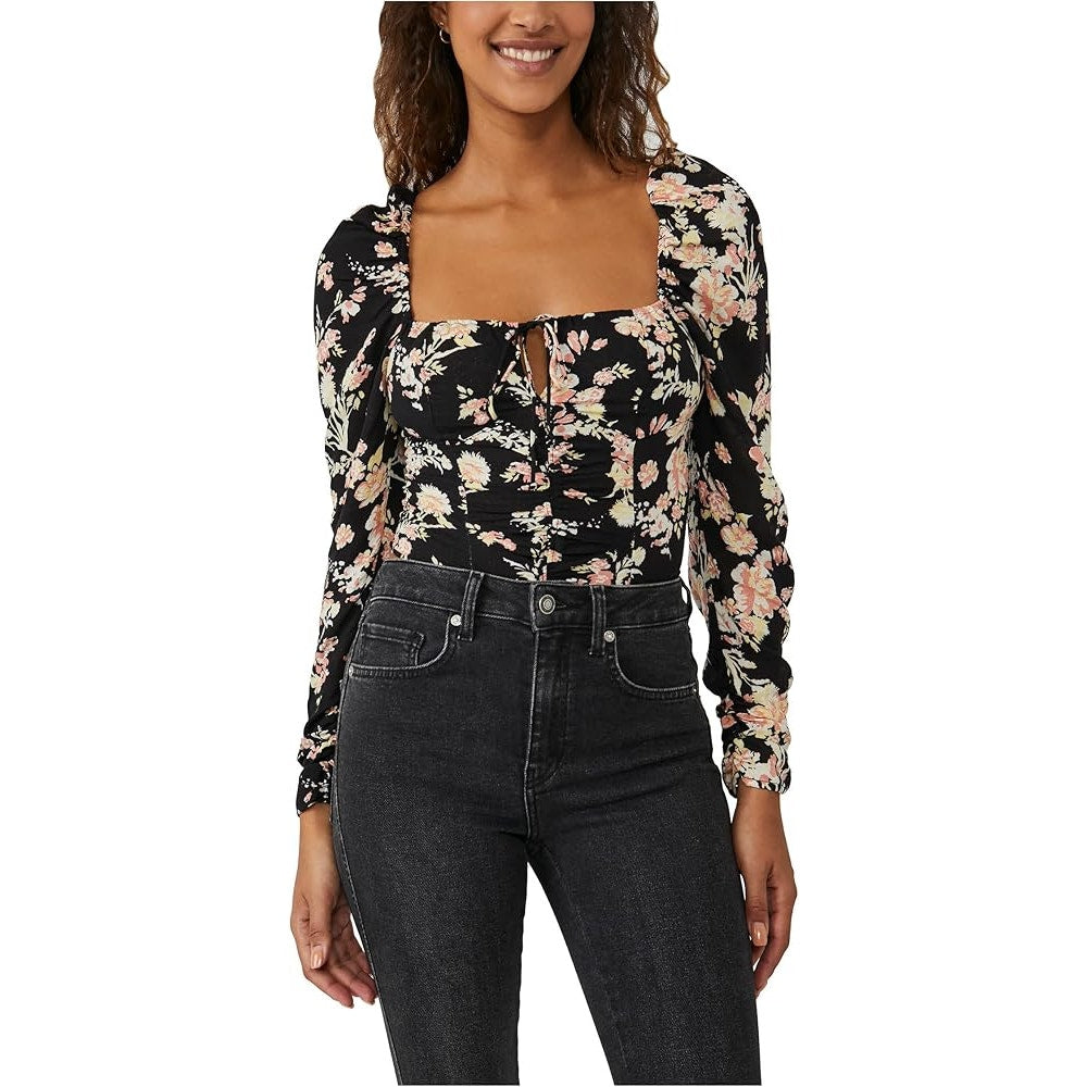 Free People Ladies Hilary Printed Top in Black Multi Floral