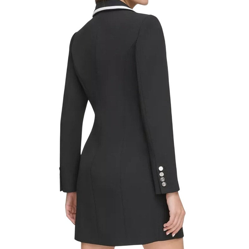 KARL LAGERFELD PARIS Women's Blazer Dress in Black w/ Soft White Trim