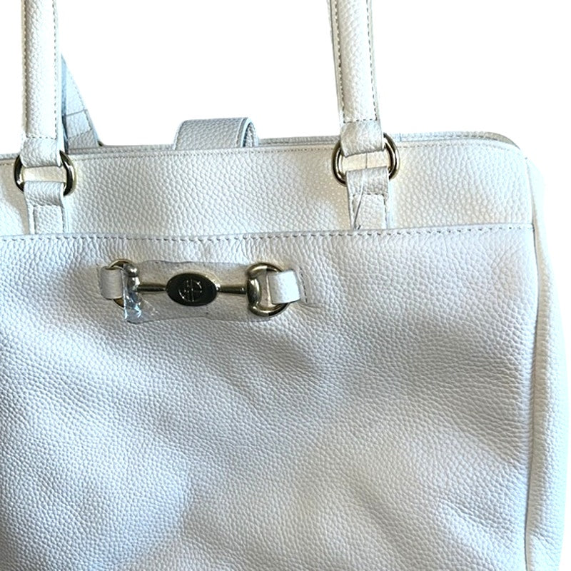 Giani Bernini Horsebit Detail Satchel In White Leather