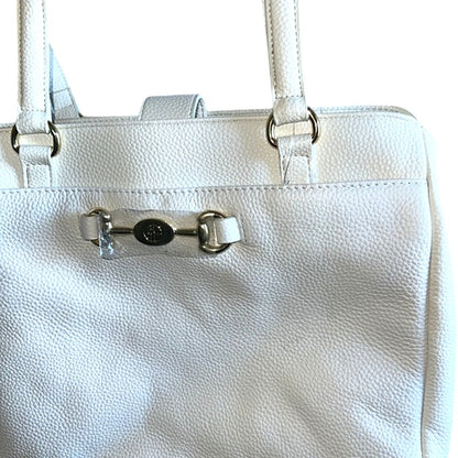 Giani Bernini Horsebit Detail Satchel In White Leather