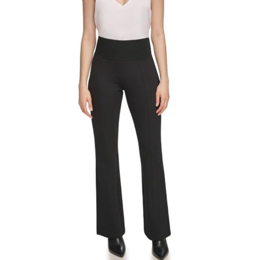 Calvin Klein Women's Wide Waistband Pull-On Pants in Black