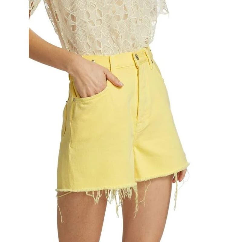 7 For All Mankind Women's Yellow Easy Ruby Denim Shorts In Banana