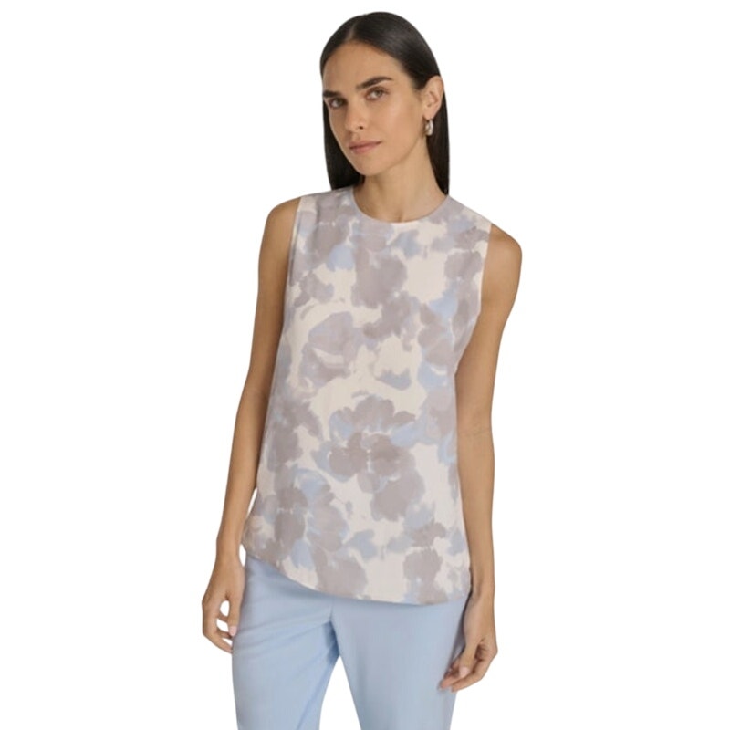 Calvin Klein Women's Sleeveless Top in Gray Dye Print