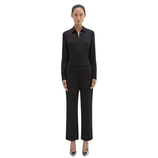 THEORY Women's Treeca 4K Pull-On Pants in Double-Knit Jersey Black