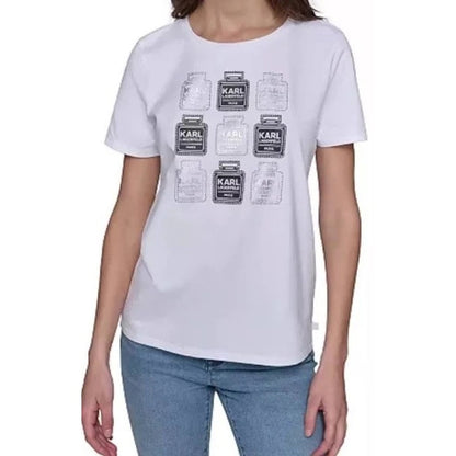 KARL LAGERFELD PARIS Women's Perfume Graphic T-Shirt in Black & White