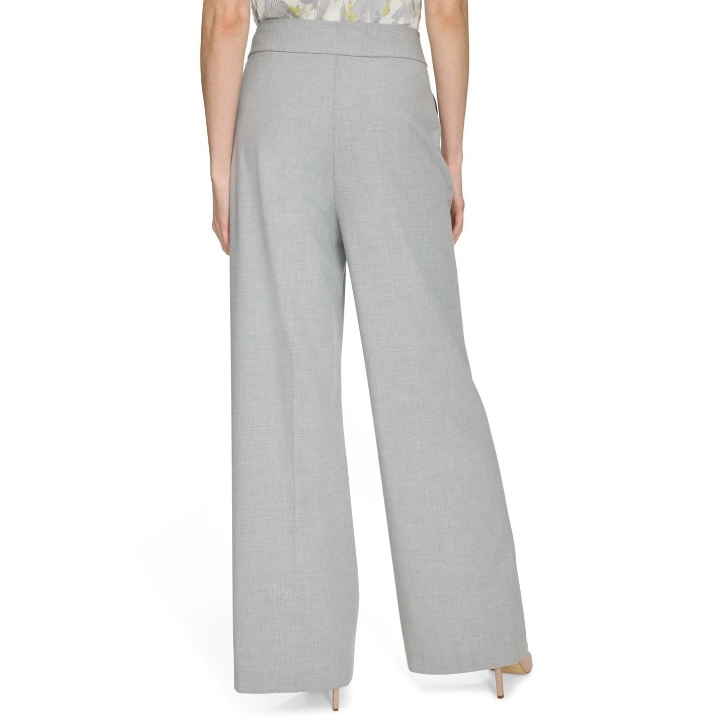 Calvin Klein Women's Whitney High-Rise Wide-Leg Trousers in Light Heather