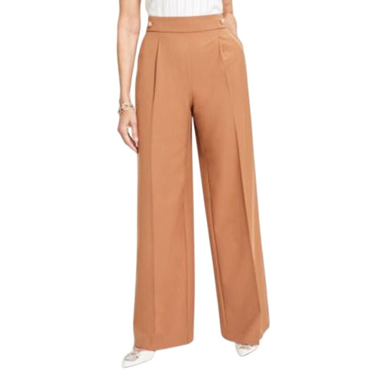 INC International Concepts Women's High-Rise Button Pants in Warm Toffee Brown