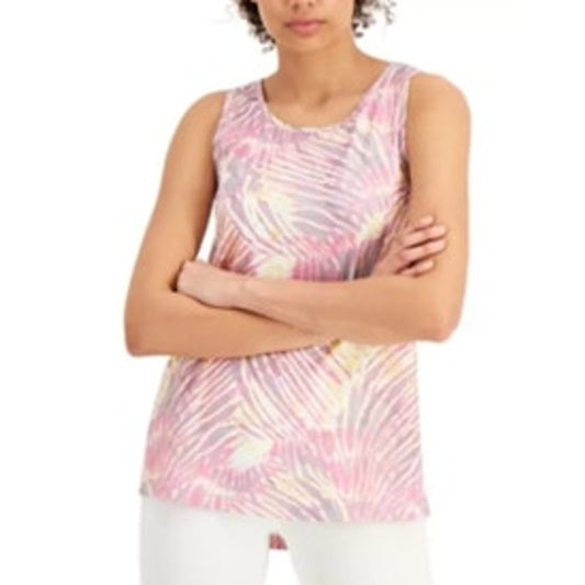 Ideology Pink & Yellow Tropic Fusion Tie Dye Tank Top w/ Mesh Details, Small