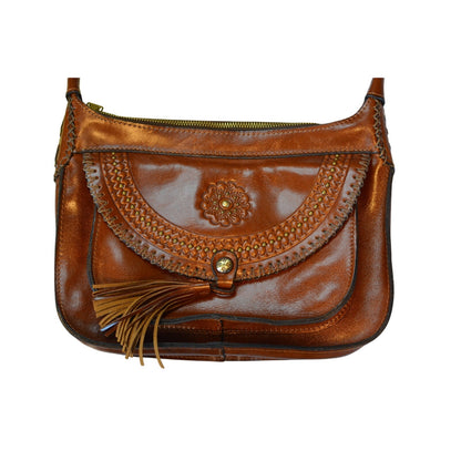 Patricia Nash "Camila" Leather Crossbody in Cognac Brown