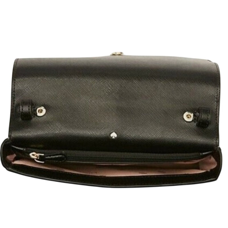 Kate Spade Black Leather “Spencer” Crossbody Wallet w/ Chain Strap