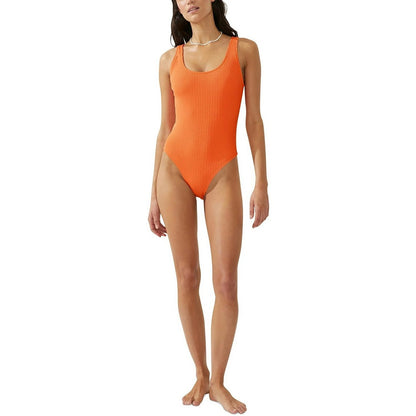 COTTON ON Women's Low-Back One-Piece Swimsuit In Pomelo Orange Crinkle