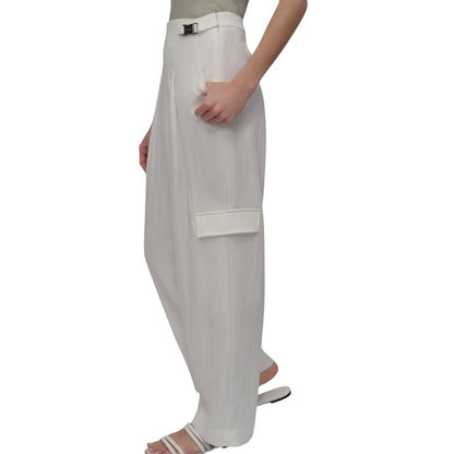 DKNY Women's Weathered Twill Belted Pants in Ivory