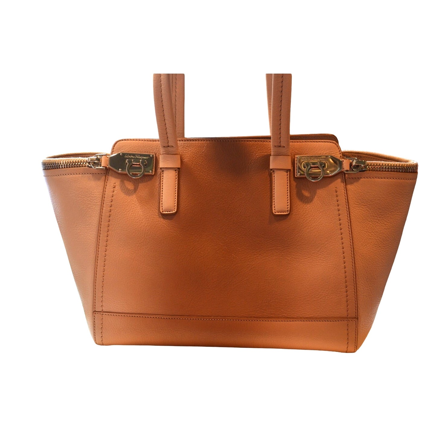 Salvatore Ferragamo Ladies Tan Calf Skin "The Studio" Leather Ombre Bag