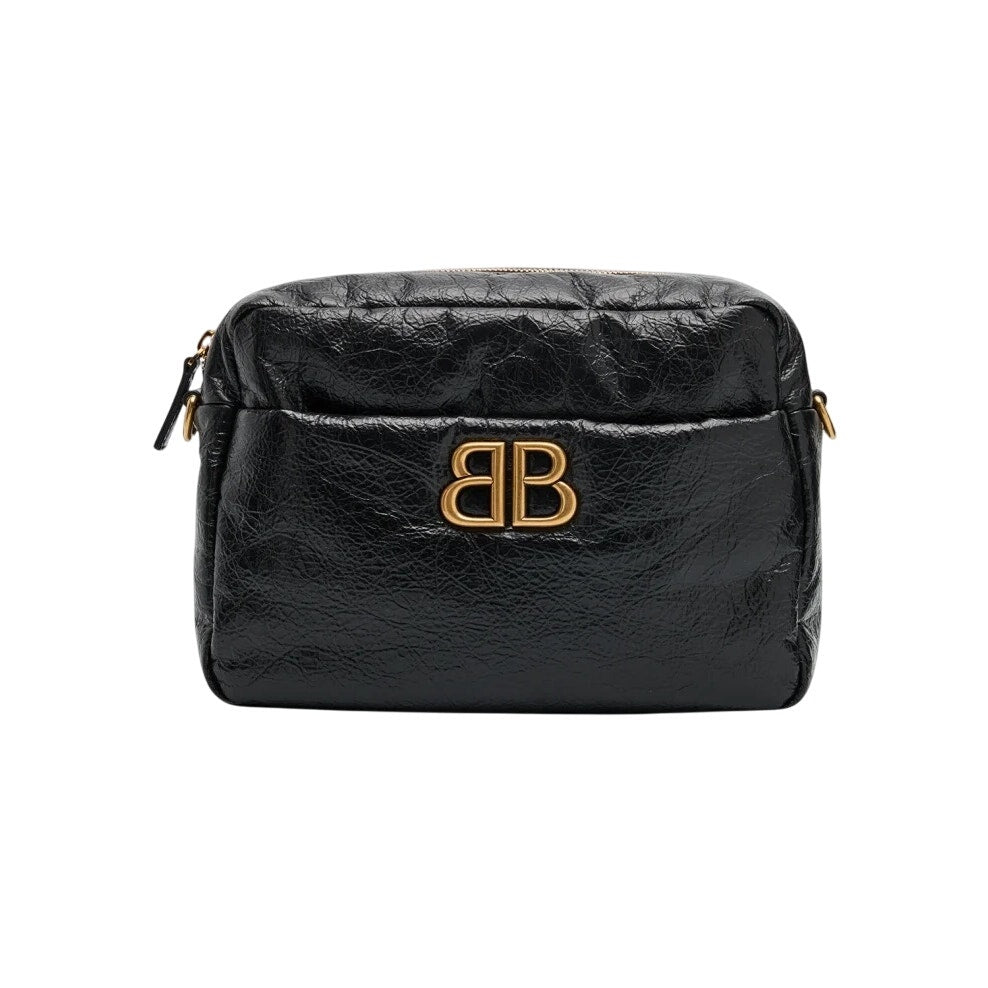 Balenciaga Monaco Camera Bag XS in Black Crushed Leather