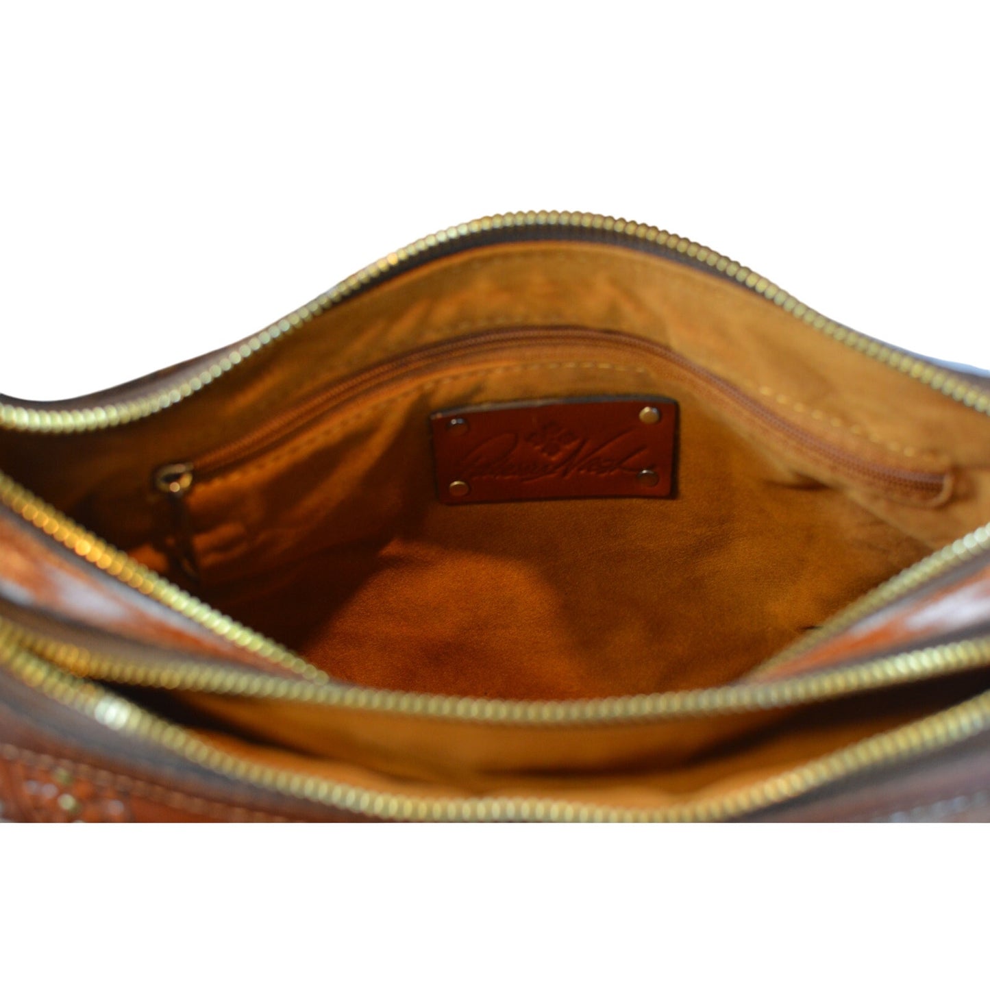 Patricia Nash "Camila" Leather Crossbody in Cognac Brown