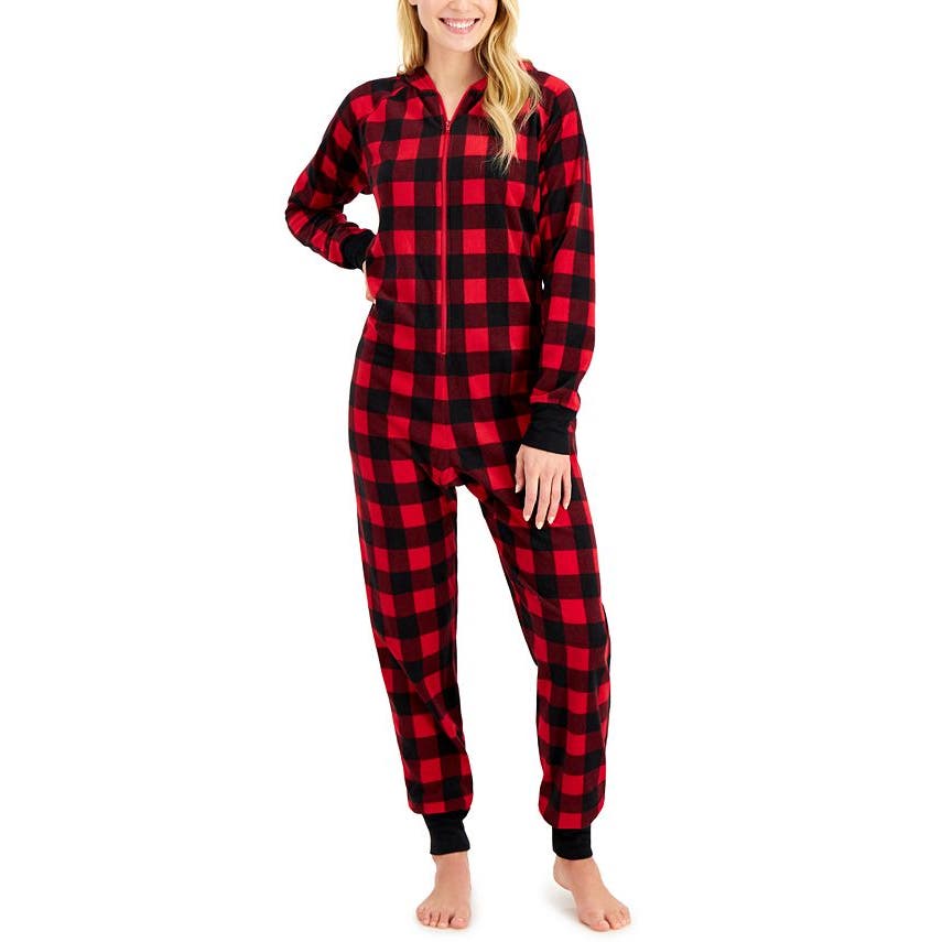 FAMILY PAJAMAS Matching Women's 1-Pc. Red Buffalo Check Family Pajamas, Large