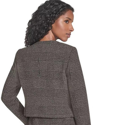 Calvin Klein Women's Novelty Button Front Blazer Jacket In Charcoal Multi